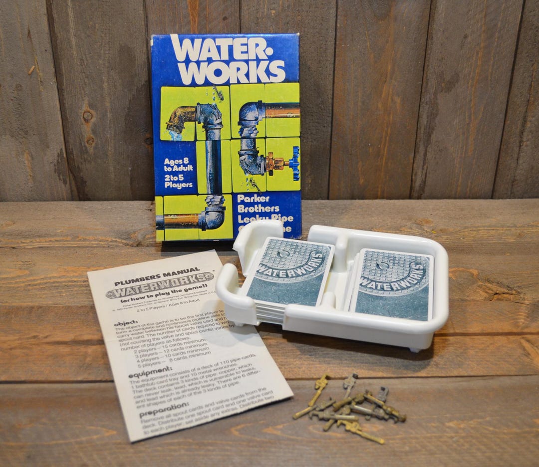 Water Works Card Vintage 1976 Water Works - Parker Brothers Leaky Pipe Card Game - Etsy