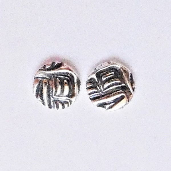Sterling raven petroglyph post earrings, abstract mini studs, totem accessory gift