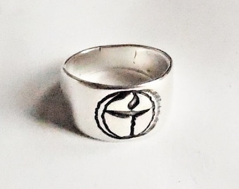 Sterling chalice ring, wide UU ring, Unitarian accessory, flaming chalice gift, coming of age gift, Universalist jewelry