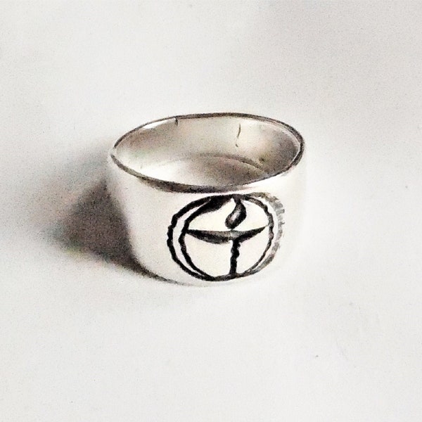 Sterling chalice ring, wide UU ring, Unitarian accessory, flaming chalice gift, coming of age gift, Universalist jewelry