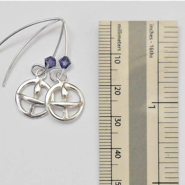 Sterling chalice earrings, UU jewelry, Unitarian accessories, flaming chalice gift, coming of age gift, 12 mm UU charm, long wires