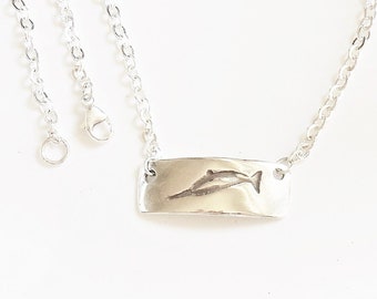 sterling narwhal choker necklace, marine mammal jewelry, narwhal pendant, artisan accessory