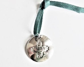 Sterling zia necklace, southwest jewelry, country western gift, petroglyph pendant, sun symbol jewelry, unisex petroglyph gift
