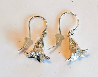 sterling floral earrings, botanical jewelry, flower accessory, blossom gift