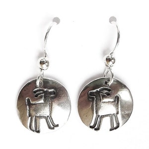 Sterling goat petroglyph earrings, rock art jewelry, ram accessory, capricorn jewelry, archeology gift, anthropologist gift, birthday gift