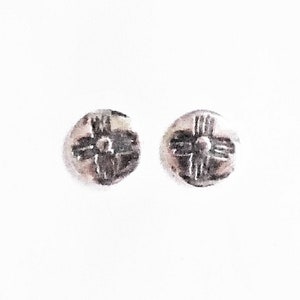 Sterling Zia 10 mm post earrings, Zia  mini studs, NM accessory, Southwest jewelry, sun petroglyph, rock art earrings