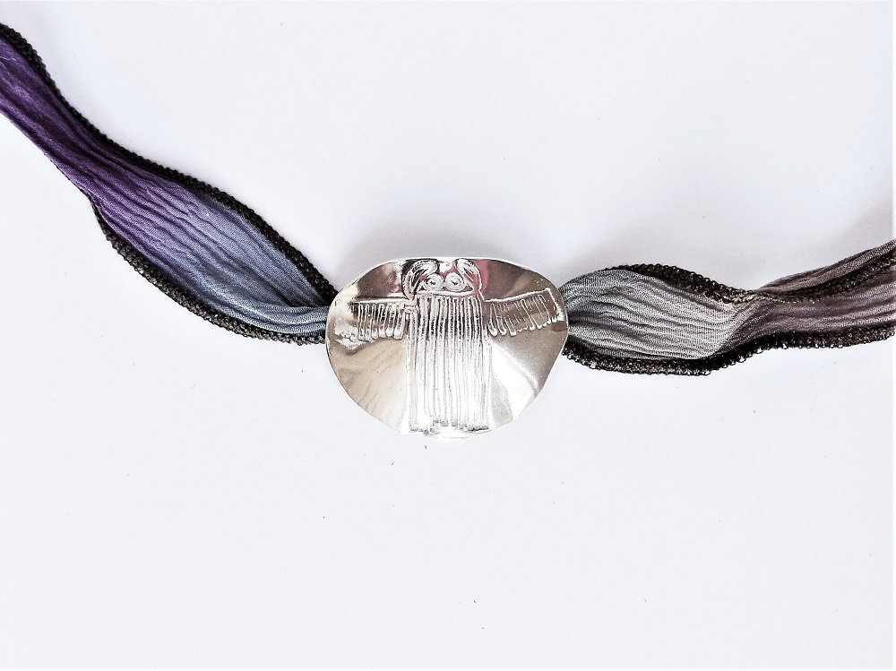 Sterling owl petroglyph necklace, southwest jewelry, country western gift, Ring Lake Ranch WY, ospre