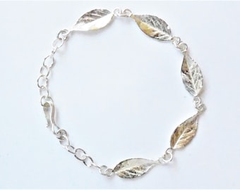 Sterling rose leaf bracelet, botanical replica, gardener gift, springtime accessory