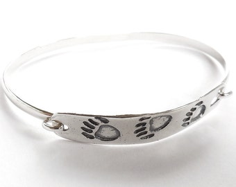 Bear pawprint bracelet, sterling bracelet, southwest jewelry, New Mexico gift, bear paw print jewelry, animal pawprint accessory