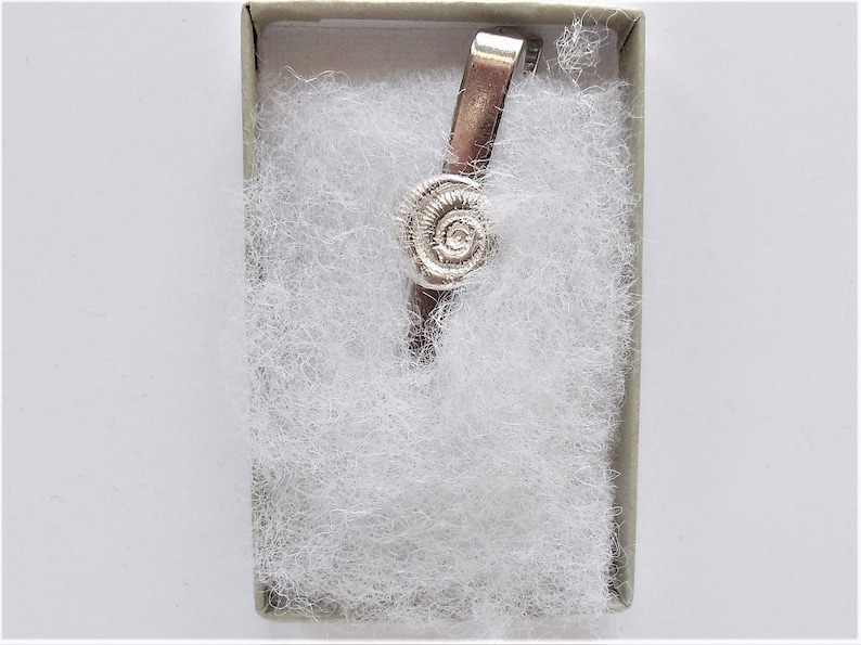 fossil accessory mens gift Father/'s Day gift under 15 rock hound gift graduation gift geology jewelry Sterling ammonite tie clip