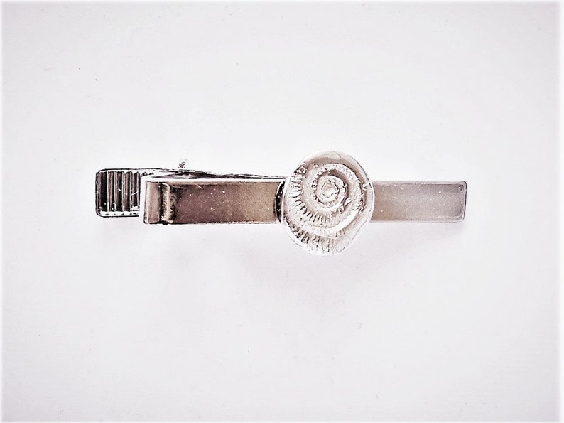 fossil accessory mens gift Father/'s Day gift under 15 rock hound gift graduation gift geology jewelry Sterling ammonite tie clip