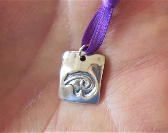 Sterling bear necklace, spiral spirit line pendant, southwest jewelry, hiker gift, naturalist gift, ranger gift