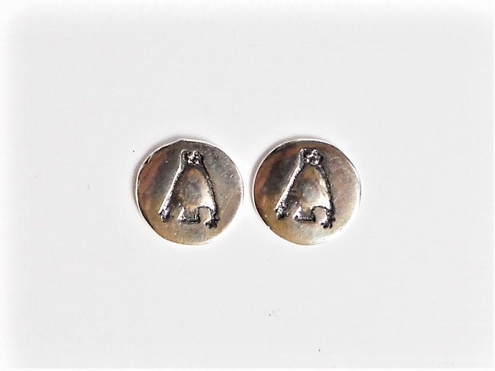 Sterling owl petroglyph post earrings, mini studs, hiker jewelry, camper gift, botanical replica, ro