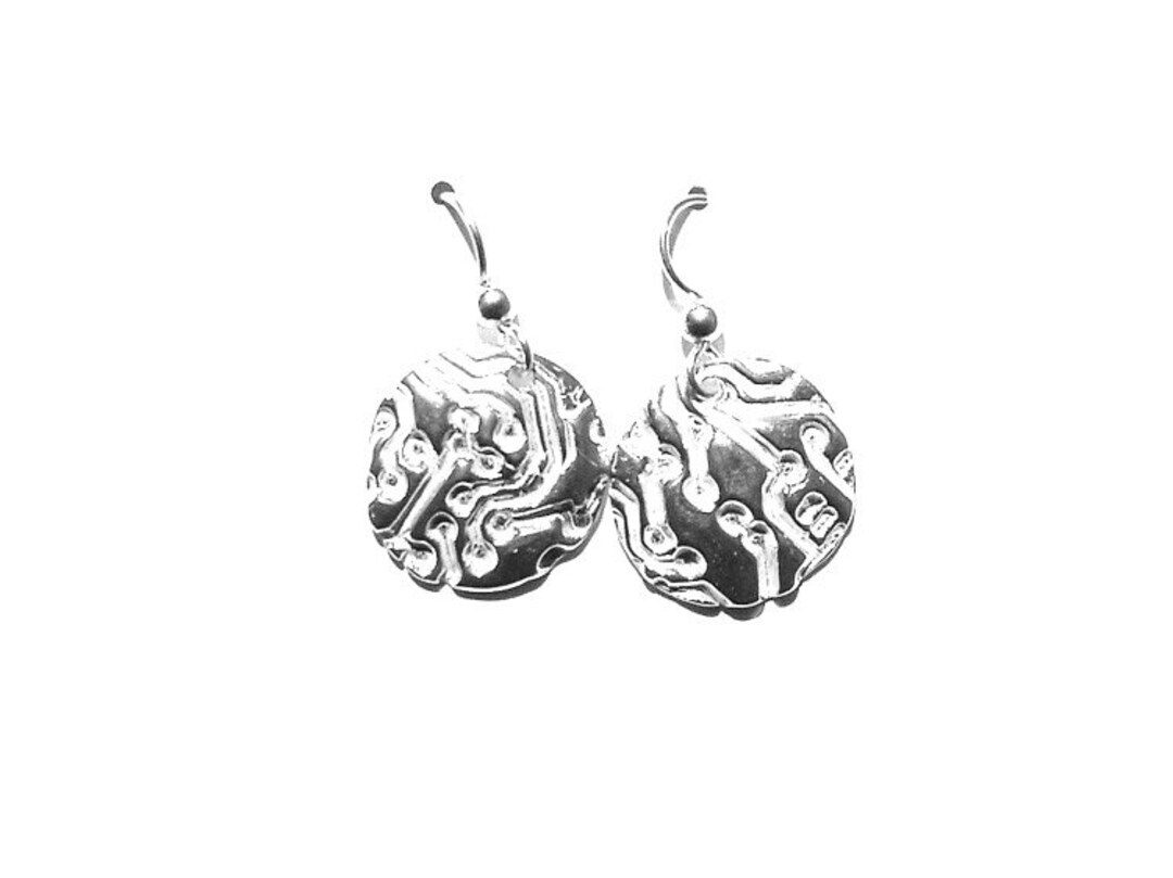 Sterling Circuit Board Earrings, Computer Nerd Gift, Motherboard ...