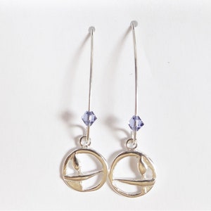 Sterling chalice earrings, UU jewelry, Unitarian accessories, asymmetrical flaming chalice, coming of age gift, Uni Bling
