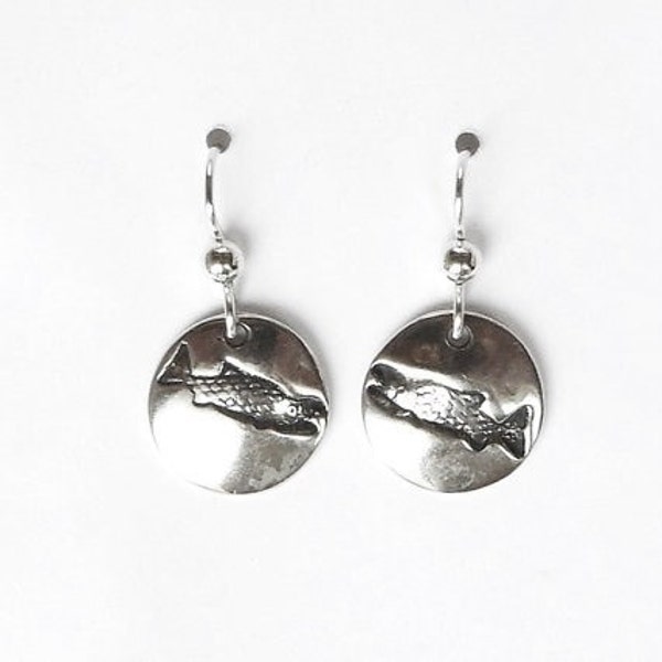 Sterling salmon earrings, Alaska wildlife, fisherman jewelry, fisherwoman gift, conservationist gift, hunter earrings, wildlife photographer