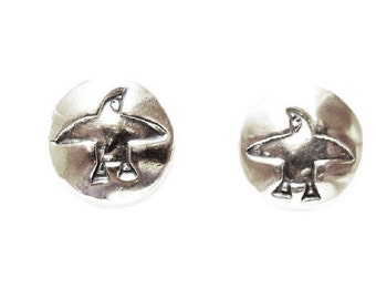 Sterling puffin post earrings, 15 mm bird studs, northwest jewelry, northeast accessory, Alaska wildlife, bird watcher gift, kayaker gift