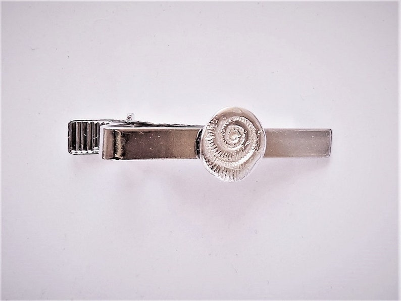 fossil accessory mens gift Father/'s Day gift under 15 rock hound gift graduation gift geology jewelry Sterling ammonite tie clip