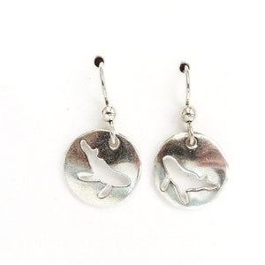 Sterling whale earrings, humpback charms, ocean accessories, SCUBA gift
