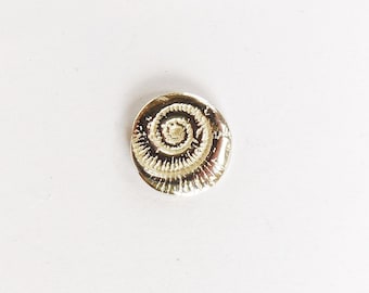 Sterling ammonite tie tack, fossil lapel pin, rock hound gift, mens gift, geology jewelry, under 15