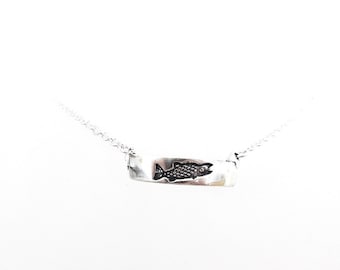 Sterling salmon choker, Alaska necklace, fish jewelry, white water accessory, northwest jewelry, hiker jewelry, camper jewelry
