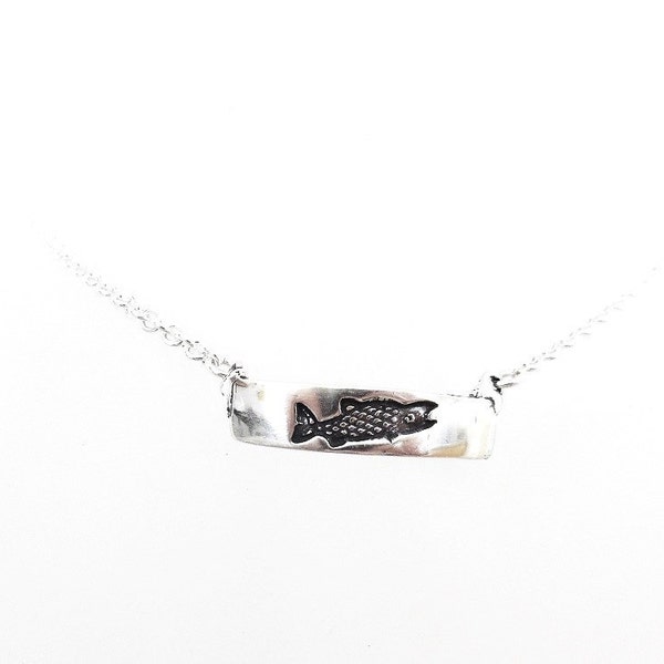 Sterling salmon choker, Alaska necklace, fish jewelry, white water accessory, northwest jewelry, hiker jewelry, camper jewelry