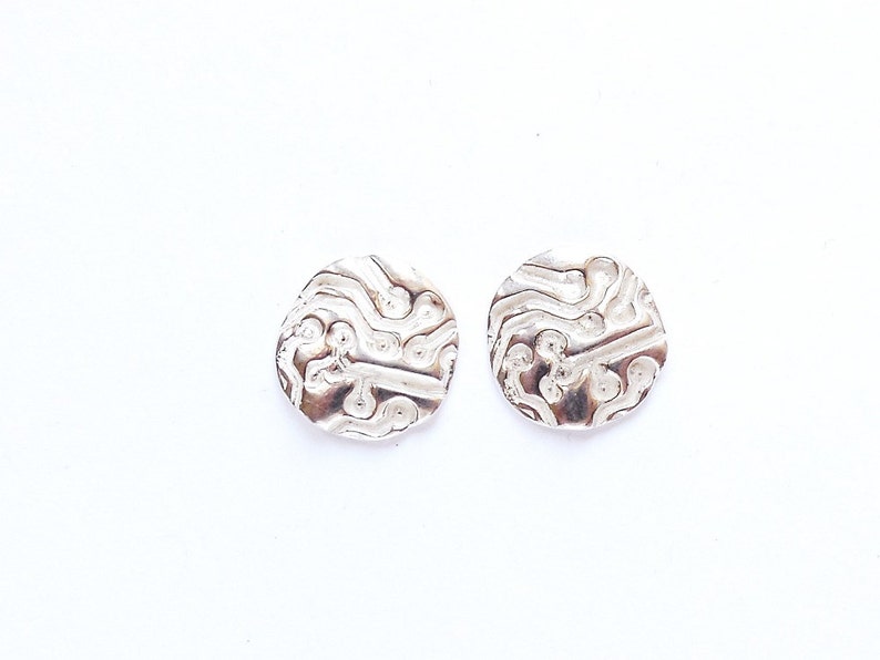 Sterling circuit board earrings, post earrings, 15 mm charms, geekery jewelry, engineering accessories image 1