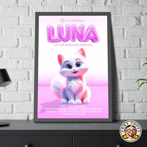 Affiche de film de dessin animé personnalisée | Poster personnalisé de votre animal de compagnie inspiré de Pixar | Prêt en 24 heures | Portrait de chat personnalisé | Téléchargements numériques