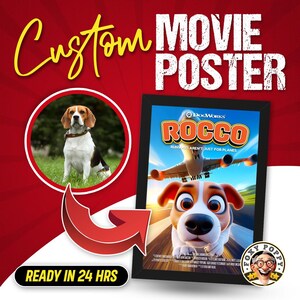 Custom Movie Poster | Pixar-Inspired Custom Cartoon Poster of your Pet | Ready in 24 hours | Custom Cartoon Movie Poster | Digital Downloads