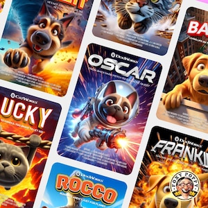 Affiche de bande dessinée personnalisée inspirée de Pixar | Affiche du film animal de compagnie | Poster personnalisé de votre animal de compagnie | Portrait de chien ou de chat de dessin animé | Téléchargements numériques