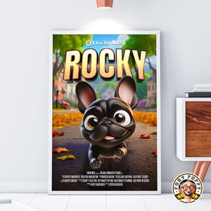 Affiche de film personnalisée pour animaux de compagnie | Poster de votre animal de compagnie de style Pixar | Portrait de chien ou de chat de dessin animé | oeuvre d'art murale pour les amoureux des animaux de compagnie | Téléchargements numériques