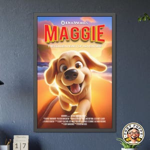 Custom Dog Movie Poster | Pixar-style Movie Poster of your Dog | Cartoon Dog Portrait | Wall Art for Pet Lovers | Digital Downloads