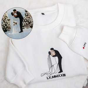Custom Portrait Embroidered from Photo Sweatshirt, Custom Couple Portrait, Couples Portrait, Personalized Gift, Valentines day shirt