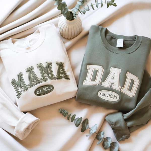 Embroidered Mama Sweatshirt, Dad Sweatshirt, Matching Family Shirts