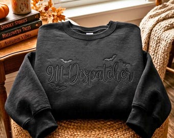 Embroidered 911 Dispatcher Halloween Sweatshirt: Fall Vibes Apparel