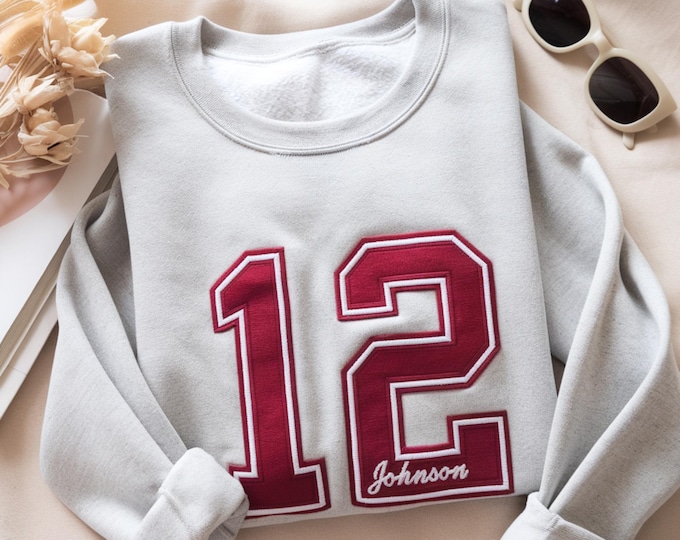 Custom Sports Number Embroidered Crewneck | Personalized Team or Player Name Sweatshirt