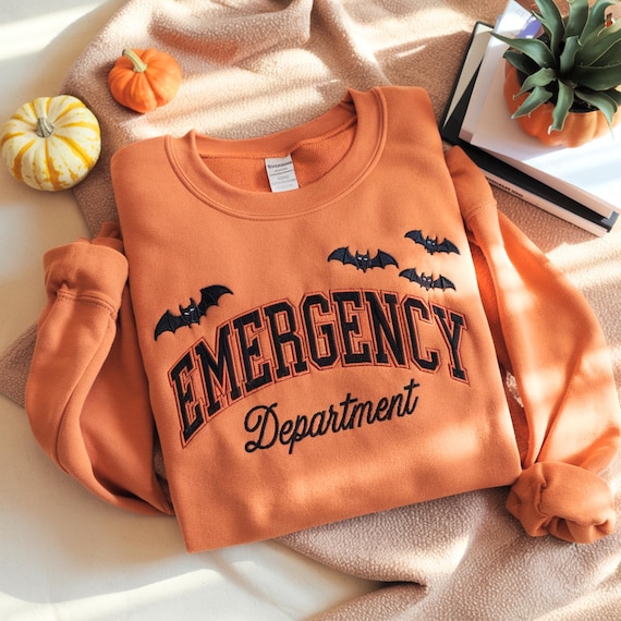 Emergency Department Halloween Embroidered Sweatshirt, ER Nurse Gift