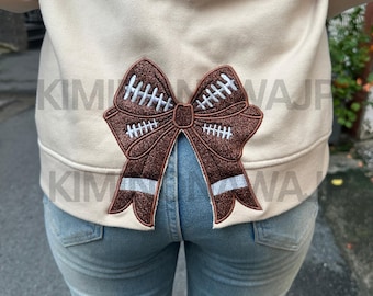 Football Bow Applique, Machine Embroidery Design (DST, PES)