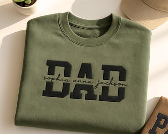 Personalized Dad Sweatshirt with Kid Names, Father's Day Gift