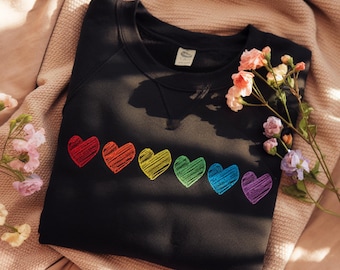 Rainbow Hearts Embroidered Pride Shirt, Love Is Love
