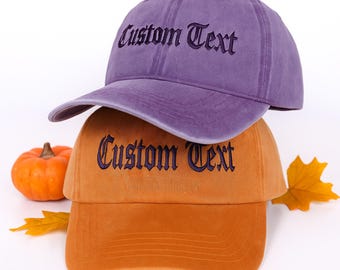 Custom Embroidered Baseball Hat, Retro Style, Personalized Text or Logo