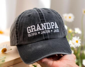 Custom Embroidered Grandpa Cap, Personalized Dad Hat