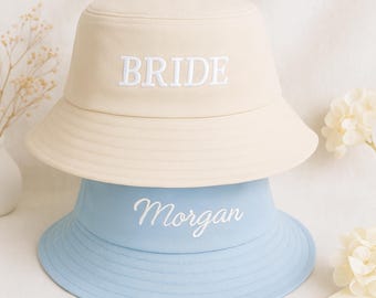 Personalized Embroidered Bridal Bucket Hat, Bridesmaid Party Accessory