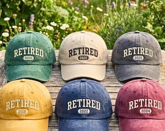Embroidered Retired Est. 2026 Washed Cotton Cap: Retirement Gift for Men Women