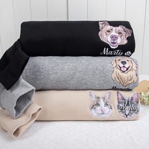 Custom Dog Portrait Embroidered Sweatshirt,Custom Pet Hoodie, Personalized Pet Face and Pet name Sweatshirt,Custom gift