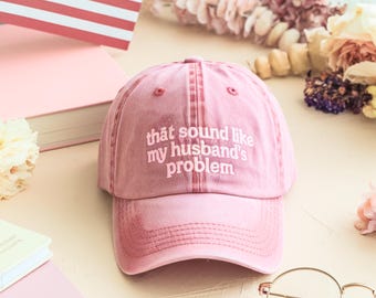 Gorra bordada con frase "Esposa sarcástica", divertida frase sobre el problema del marido, lavada.