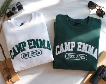 Custom Camp Bachelorette Party Embroidered SweatShirt, Mountain Bride Tee Camp Camping Tees Camp Themed Lake Bachelorette Shirts Camping Tee