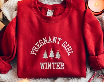 Embroidered Pregnancy Announcement Sweatshirt: Christmas Winter Design