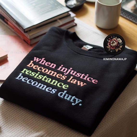 Embroidered Social Justice Sweatshirt, Protest Human Rights Tee
