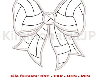 Volleyball Side Bow Appliqué Embroidery Design (Instant Download)